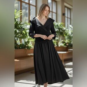 Like New Jessica Howard Elegant Black Long Sleeve Dress Size 14